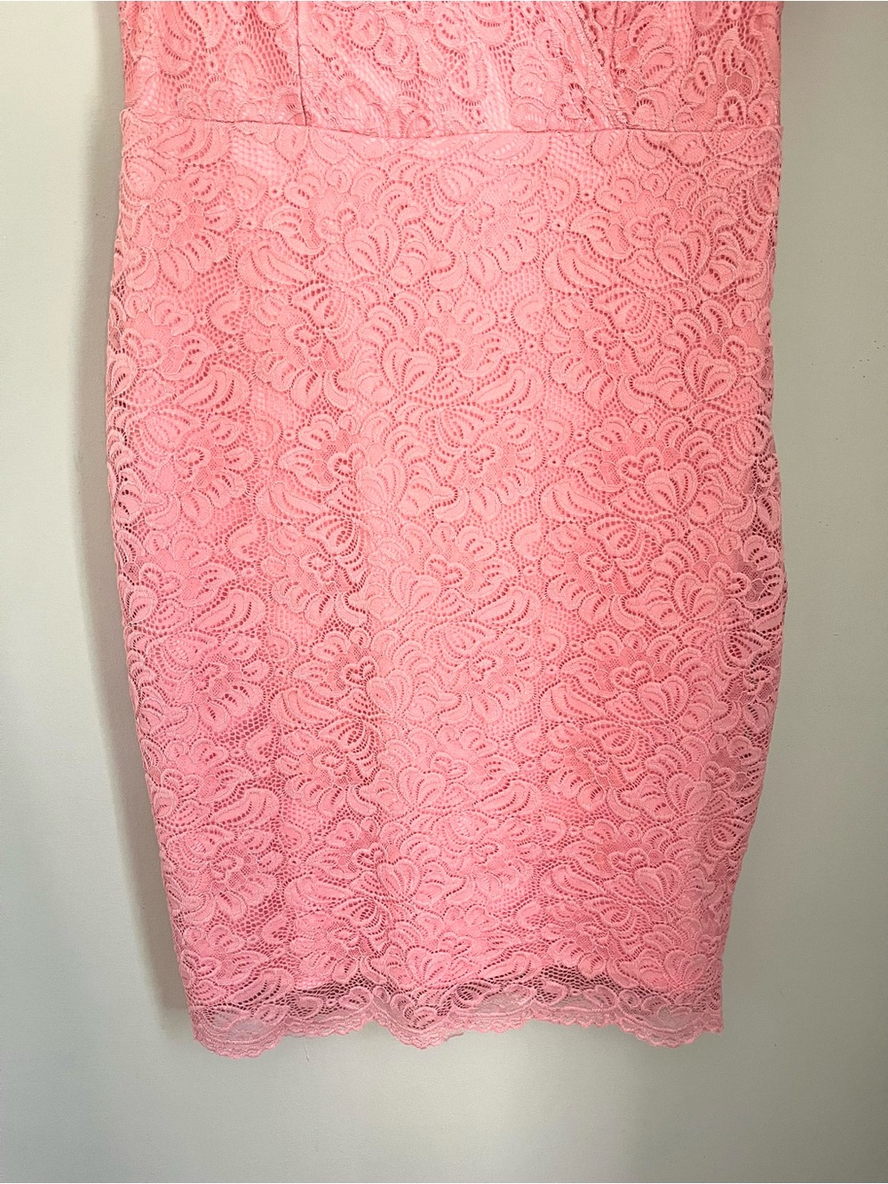 Floral Lace Midi in Coral Pink V-neck Wrap Top Dress sz XL - Picture 4 of 11